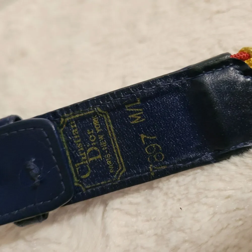 Vintage Womens Christian Dior Belt Yellow, Blue, Red Stretch Size M/L